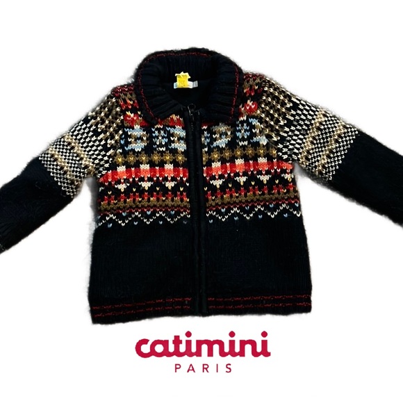 catimini france toddler blue knit sweater - Picture 1 of 8